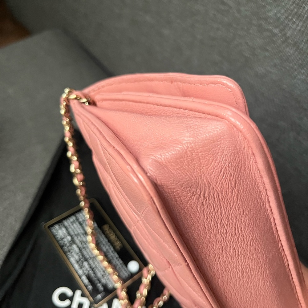 Chanel Wallet on Chain (WOC) Pink Quilted Leather Crossbody - Picture 9 of 12